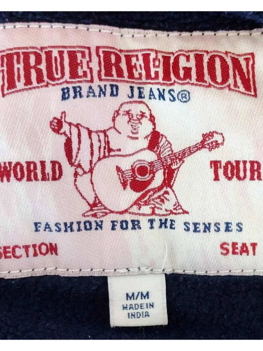True Religion Classic Buddha Full-Zip Raglan Hoodie Red and Blue Size Medium